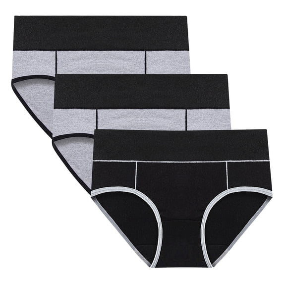 yillto 3 Pack Plus Size Underwear for Women High Waist Full Coverage Hipster Panties Soft Stretch Briefs