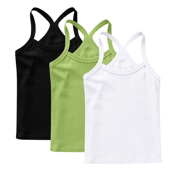 yillto 3 Pack Tank for Girls Camisoles Racerback Sleeveless Shirts Spaghetti Strap Crop Tops Undershirts