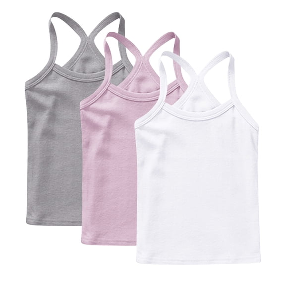 yillto 3 Pack Tank for Girls Camisoles Racerback Sleeveless Shirts Spaghetti Strap Crop Tops Undershirts
