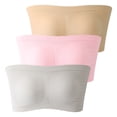 thumbnail image 1 of yillto 3 Pack Women Plus Size Bandeau Bra Padded Strapless Bralette Bras Seamless Stretchy Tube Tops, 1 of 6