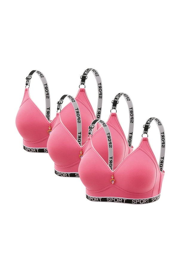 3 Pack Womens Bra with Supportive Full Coverage Push up No Underwire Comfy Everyday Bralettes