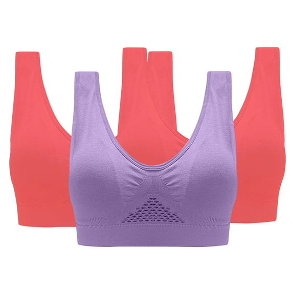 yillto 3 Pack Womens Plus Size Bras No Underwire Comfortable Sport Bra Seamless Yoga Workout Bralettes