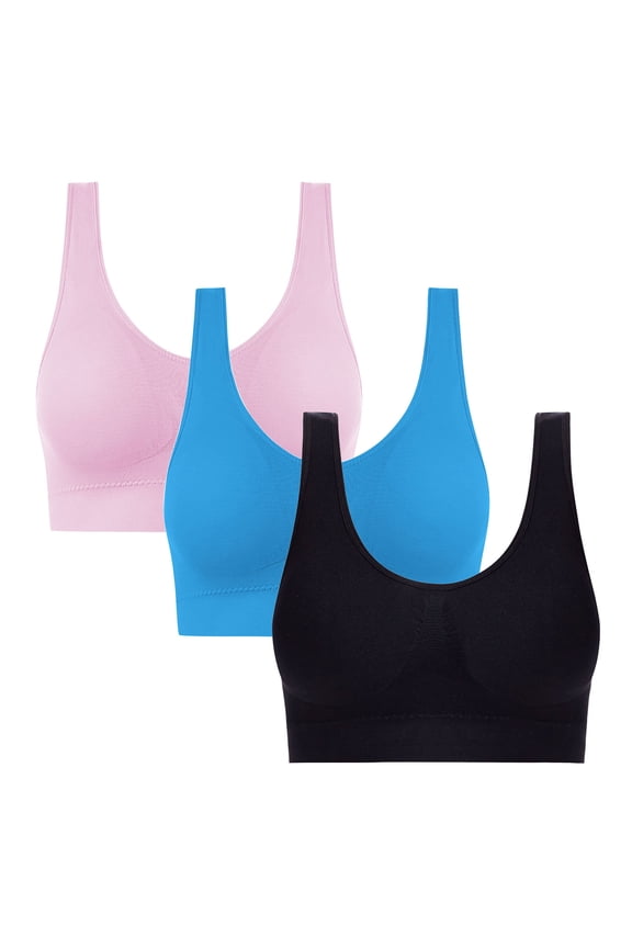 3 Pack Womens Plus Size Seamless Bra Comfortable Yoga Workout Sports Bralettes S-4XL