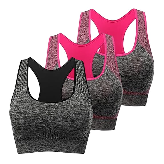 yillto 3 Pack Womens Racerback Bra Workout Gym Running Pullover Supportive Sport Wireless Bras