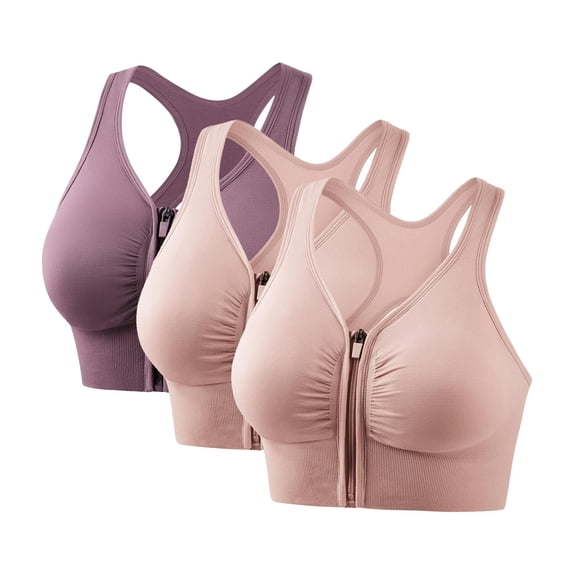 yillto 3 Pack Womens Racerback Bras for Women Support Workout Yoga Sports Bras Wireless Running Athletic Bralette