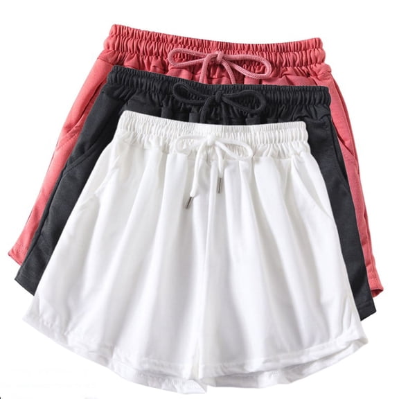 yillto 3 Pack Big Girls Sweat Shorts Casual Lounge Comfy Drawstring High Waist Shorts Summer Athletic Shorts
