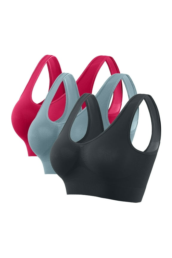 3 Pack Womens Workout Bras Yoga Gym Running Seamless Stretchy Sports Bra Athletic Outfits