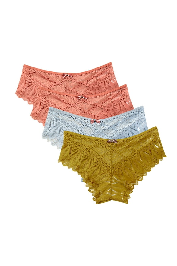 4 Pack High Waisted Lace Thong for Women Plus Size Breathable Underwear Thongs Panties S-5XL