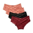 thumbnail image 1 of yillto 4 Pack High Waisted Lace Thong for Women Plus Size Breathable Underwear Thongs Panties S-5XL, 1 of 6