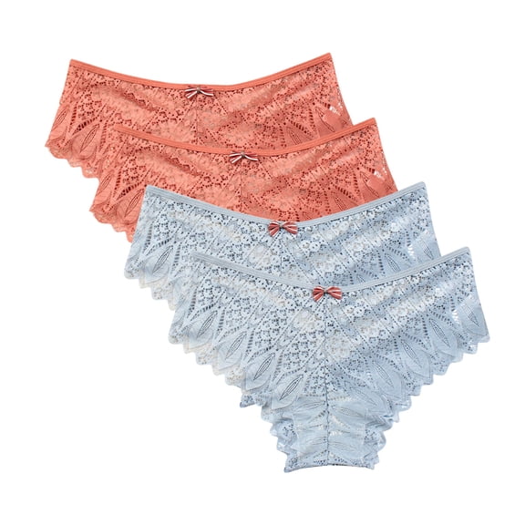 yillto 4 Pack High Waisted Lace Thong for Women Plus Size Breathable Underwear Thongs Panties S-5XL