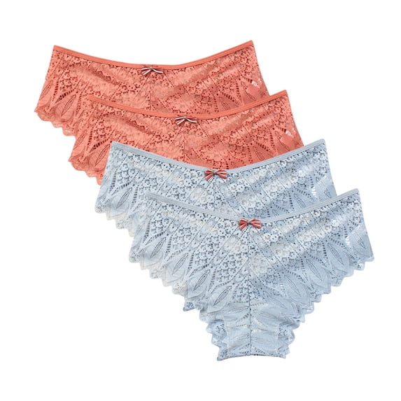 yillto 4 Pack High Waisted Lace Thong for Women Plus Size Breathable Underwear Thongs Panties S-5XL