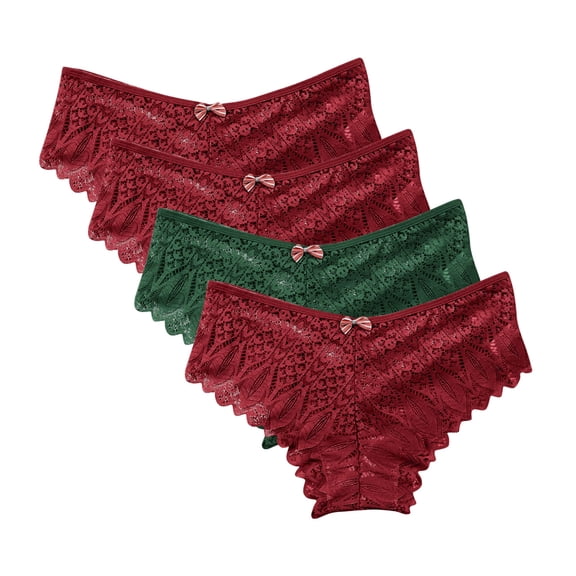 yillto 4 Pack High Waisted Lace Thong for Women Plus Size Breathable Underwear Thongs Panties S-5XL