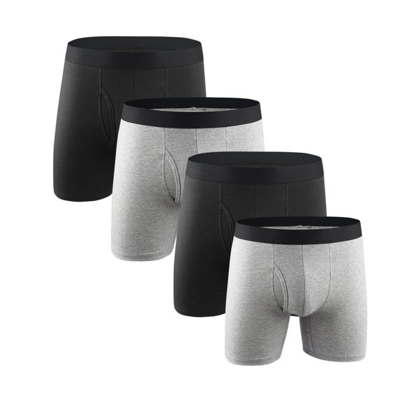 yillto 4 Pack Men Boxers Underwear Cotton Stretch Briefs Soft Comfy Breathable Regular Slim Underpants