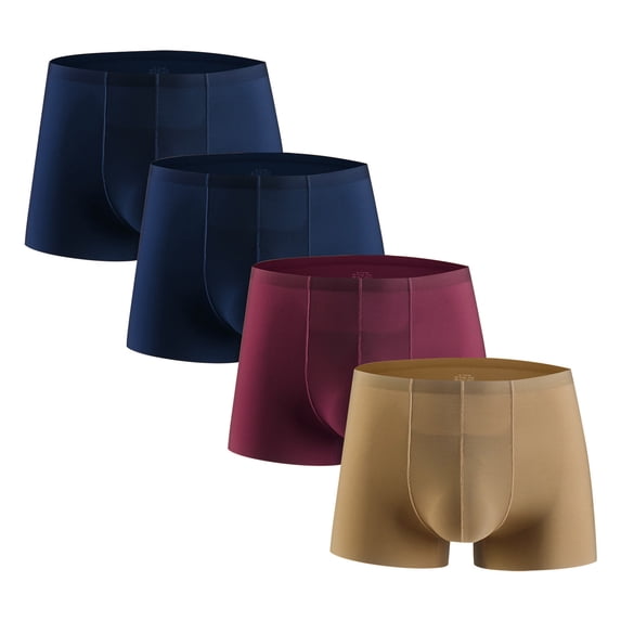 yillto 4 Pack Mens Briefs Underwear Silk Seamless Boxer Trunks for Men Big and Tall Breathable Briefs