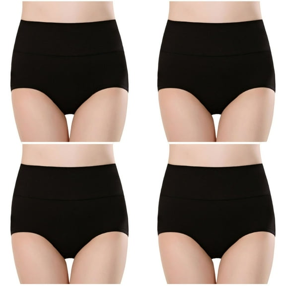 yillto 4 Pack Women Cotton Briefs Plus Size Seamless Soft High Waist Stretchy Full Coverge Underwear