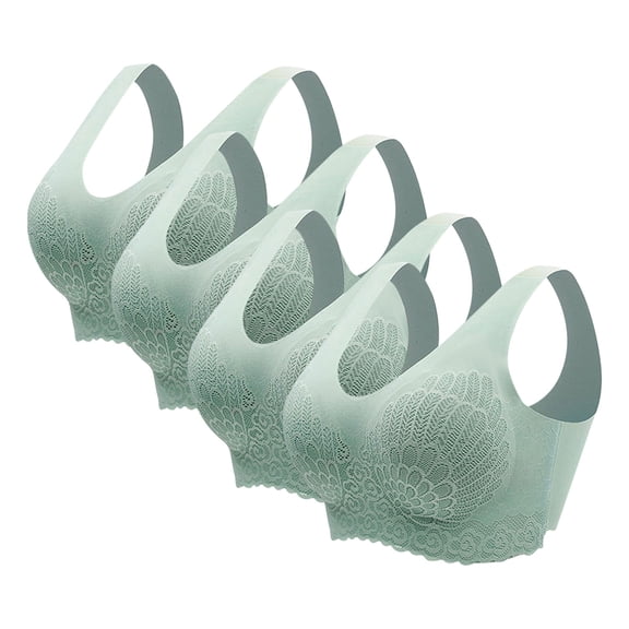 yillto 4 Pack Womens Bra Padded Seamless Lace Floral Bras Wirefree Comfort Everyday Tank Bralettes