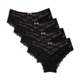 thumbnail image 1 of yillto 4 Pack Womens Plus Size Lace Thongs High Waist Breathable Panties Ladies No Show Underwear, 1 of 6