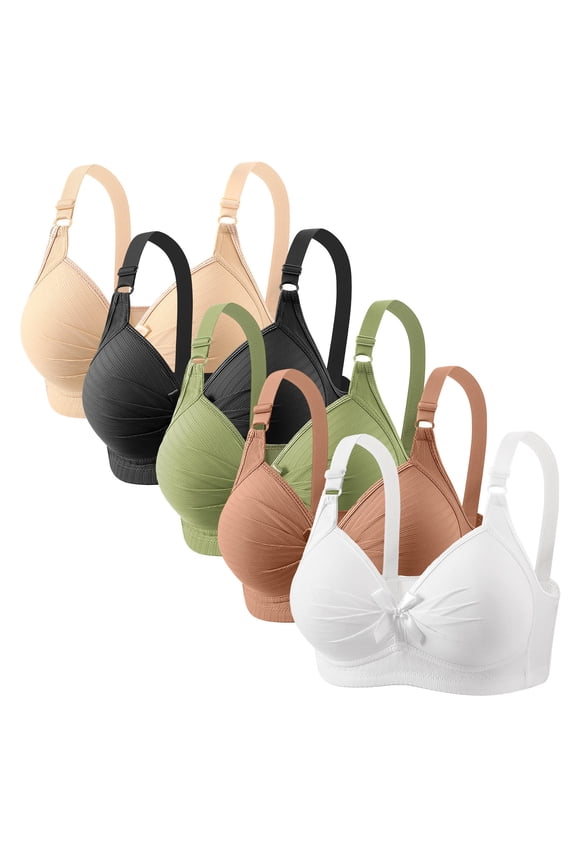 5 Pack Everyday for Women Plus Size Bra Comfort Wireless Support Bra Full Coverage Push up Bras