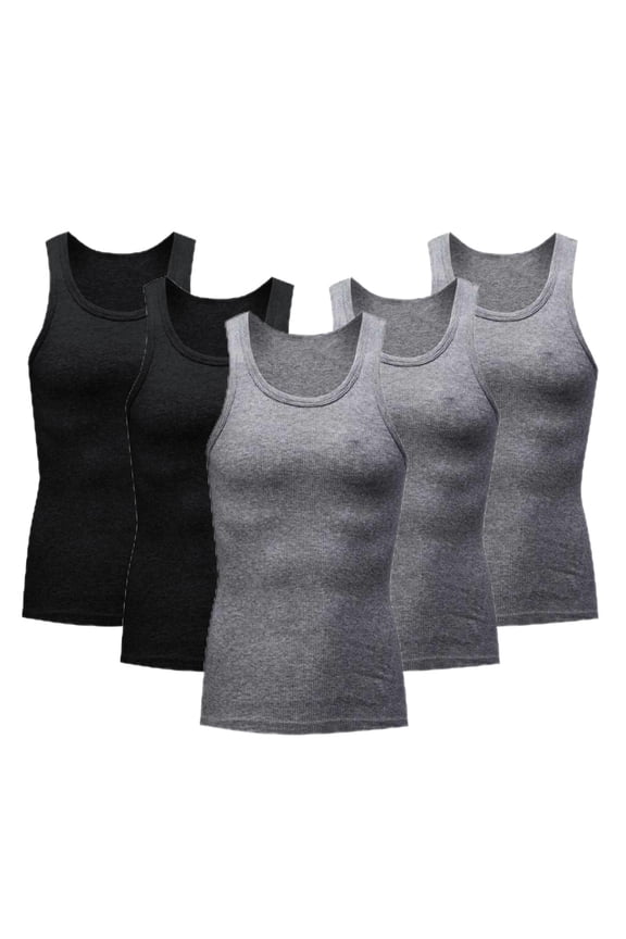 5 Pack Mens Muscle Tank Tops Sleeveless Crew Neck Workout Gym Tee Tshirts Summer Casual Tops