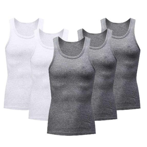 yillto 5 Pack Mens Muscle Tank Tops Sleeveless Crew Neck Workout Gym Tee Tshirts Summer Causal Tops