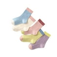 thumbnail image 1 of yillto 5 Pack Socks for Girls Fall Winter Cotton Ribbed Sock Color Block Ankle Crew Kids Socks, 1 of 3