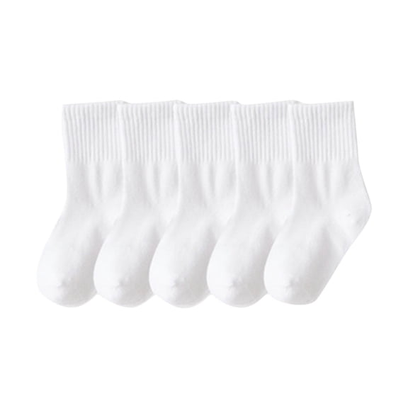 yillto 5 Pack Toddler Kids Cotton Socks High Crew Summer Socks Causal Basic Mid Sock for Boys Girls