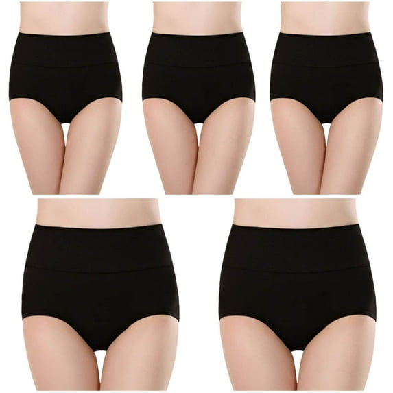 yillto 5 Pack Women Cotton Briefs Plus Size Seamless Soft High Waist Stretchy Full Coverge Underwear