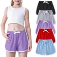 thumbnail image 1 of yillto 5 Packs Girls Cotton Athletic Shorts Activewear Running Shorts Toddler Kids Summer Shorts, 1 of 7