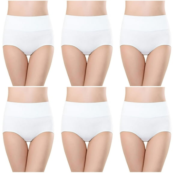yillto 6 Pack Women Cotton Briefs Plus Size Seamless Soft High Waist Stretchy Full Coverge Underwear