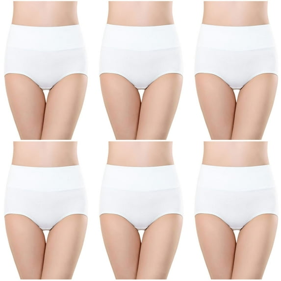 yillto 6 Pack Women Cotton Briefs Plus Size Seamless Soft High Waist Stretchy Full Coverge Underwear