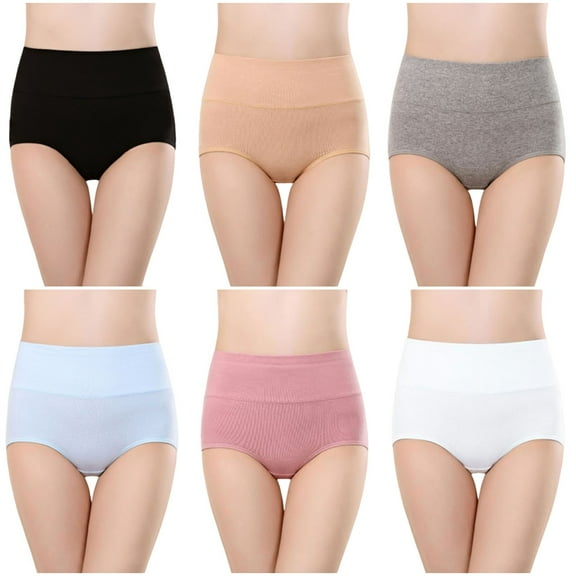 yillto 6 Pack Women Cotton Briefs Plus Size Seamless Soft High Waist Stretchy Full Coverge Underwear