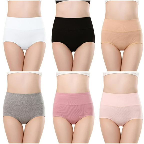 yillto 6 Pack Women Cotton Briefs Plus Size Seamless Soft High Waist Stretchy Full Coverge Underwear