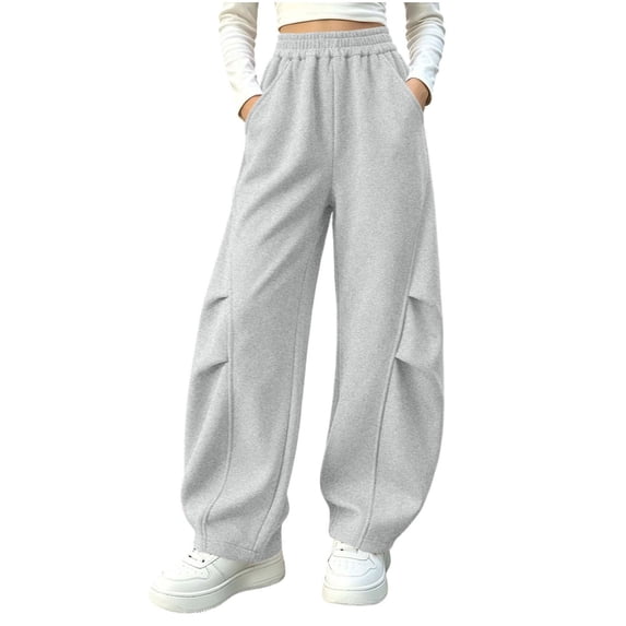 yillto Big Girls Sweatpants Cargo Pants Wide Leg Baggy Elastic Waist Casual Fall Winter Clothes