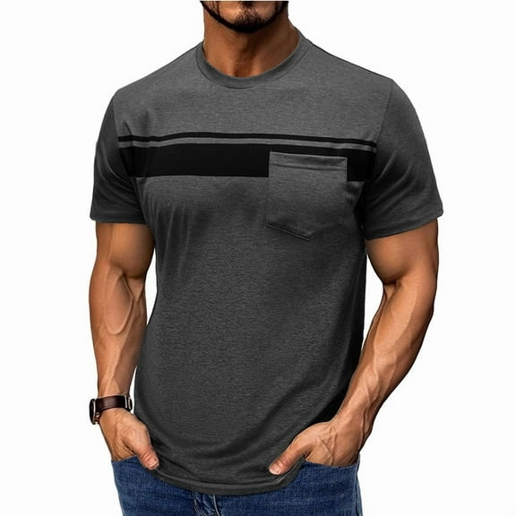 yillto Big and Tall Shirts for Men Crew Neck Short Sleeve Summer T Shirts Casual Pocket Tee M-4XL