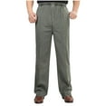 thumbnail image 1 of yillto Big and Tall Straight Leg Pants for Men Cotton Linen Elastic Waist Trousers Loose Casual Pocket Pants, 1 of 6