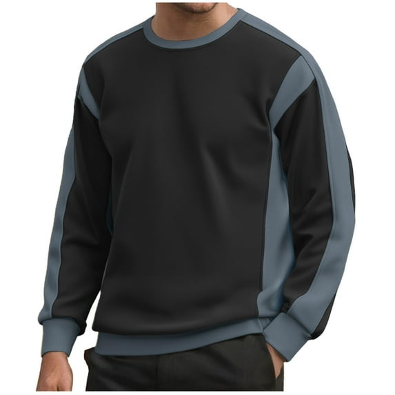 yillto Big and Tall Sweatshirt for Mens Crewneck Pullover Tops Baggy Color Block Casual Fall Sweatshirts