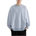 thumbnail image 1 of yillto Big and Tall Sweatshirts for Men Long Sleeve Solid Color Round Neck Pullover Base Sweatshirt, 1 of 5