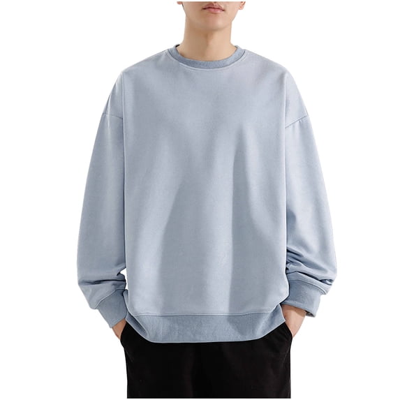 yillto Big and Tall Sweatshirts for Men Long Sleeve Solid Color Round Neck Pullover Base Sweatshirt