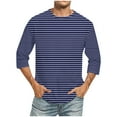 thumbnail image 1 of yillto Big and Tall Top for Mens Striped Long Sleeve Crew Neck Tshirts Casual Pullover Regular Tee, 1 of 4