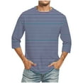 thumbnail image 1 of yillto Big and Tall Top for Mens Striped Long Sleeve Crew Neck Tshirts Casual Pullover Regular Tee, 1 of 4