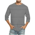 thumbnail image 1 of yillto Big and Tall Top for Mens Striped Long Sleeve Crew Neck Tshirts Casual Pullover Regular Tee, 1 of 4