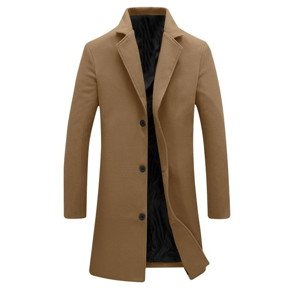 yillto Big and Tall Trench Coat for Mens Winter Wool Jackets Overcoat Long Thick Warm Top Coat M-5XL
