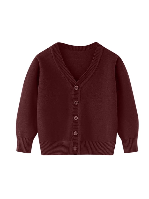 Boys Cardigan Sweater School Uniforms Knit Button down V Neck Long Sleeve Sweaters Casual Outwear