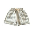 thumbnail image 1 of yillto Boys Cotton Linen Shorts Striped Loose Shorts Elastic Waist Drawstring Summer Beach Shorts, 1 of 3