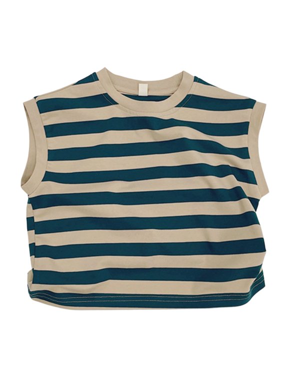 Boys Cotton Tank Sleeveless Striped Undershirts Loose Casual Tee for Kids Summer Athletic Tshirts