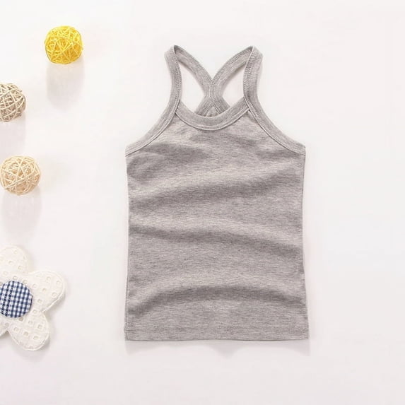 yillto Boys Cotton Tank Top Undershirt Kids Basic Solid Color Sleeveless Tshirt for Boy 2-14 Years