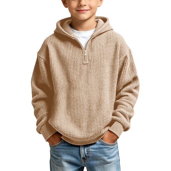 yillto Boys Hoodies Sweatshirts Long Sleeve Shirts Thermal Tops Kids 1/4 Zipper Pullover Sweatshirt