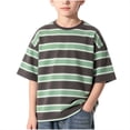 thumbnail image 1 of yillto Boys Striped Short Sleeve Tshirt Cotton Crew Neck Loose Summer Casual Fashion Shirts 3-15 Years, 1 of 6