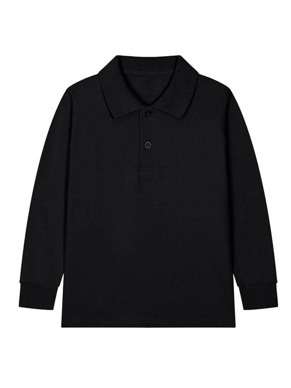 Boys Uniform Long Sleeve Dressy Shirt Soft Casual Golf Shirt School Uniforms Blouse for Kids