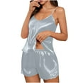 thumbnail image 1 of yillto Cami Pajama Set for Women Sleepwear V Neck Top and Lace Trim Short Pjs Sets Nightwear 2 Piece, 1 of 3